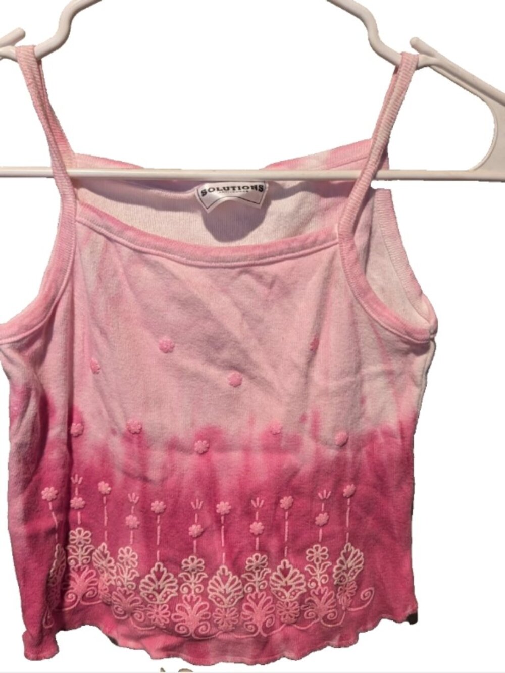 Vintage Y2K Tank crop Top Pink Tie Dye Shirt Size 7/8 Girls